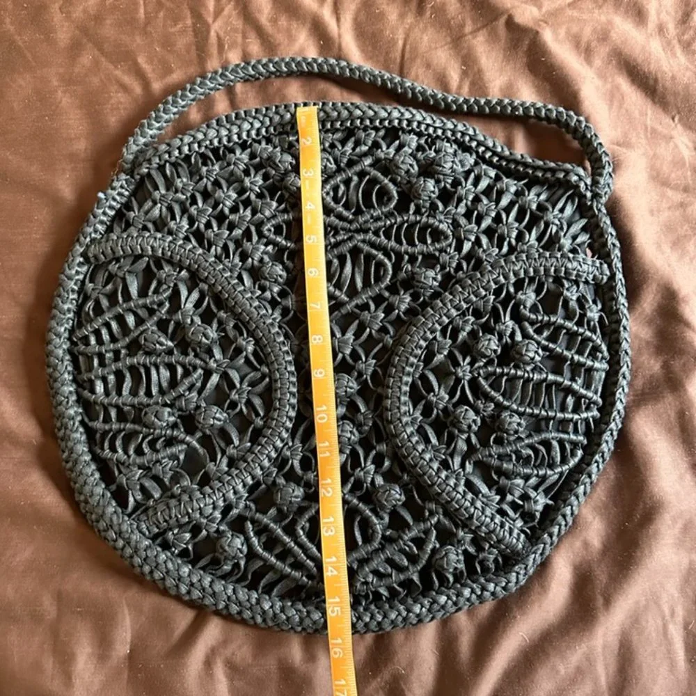 Made On Earth For David & Scotti Black Macramé Bag Purse - Picture 8 of 8